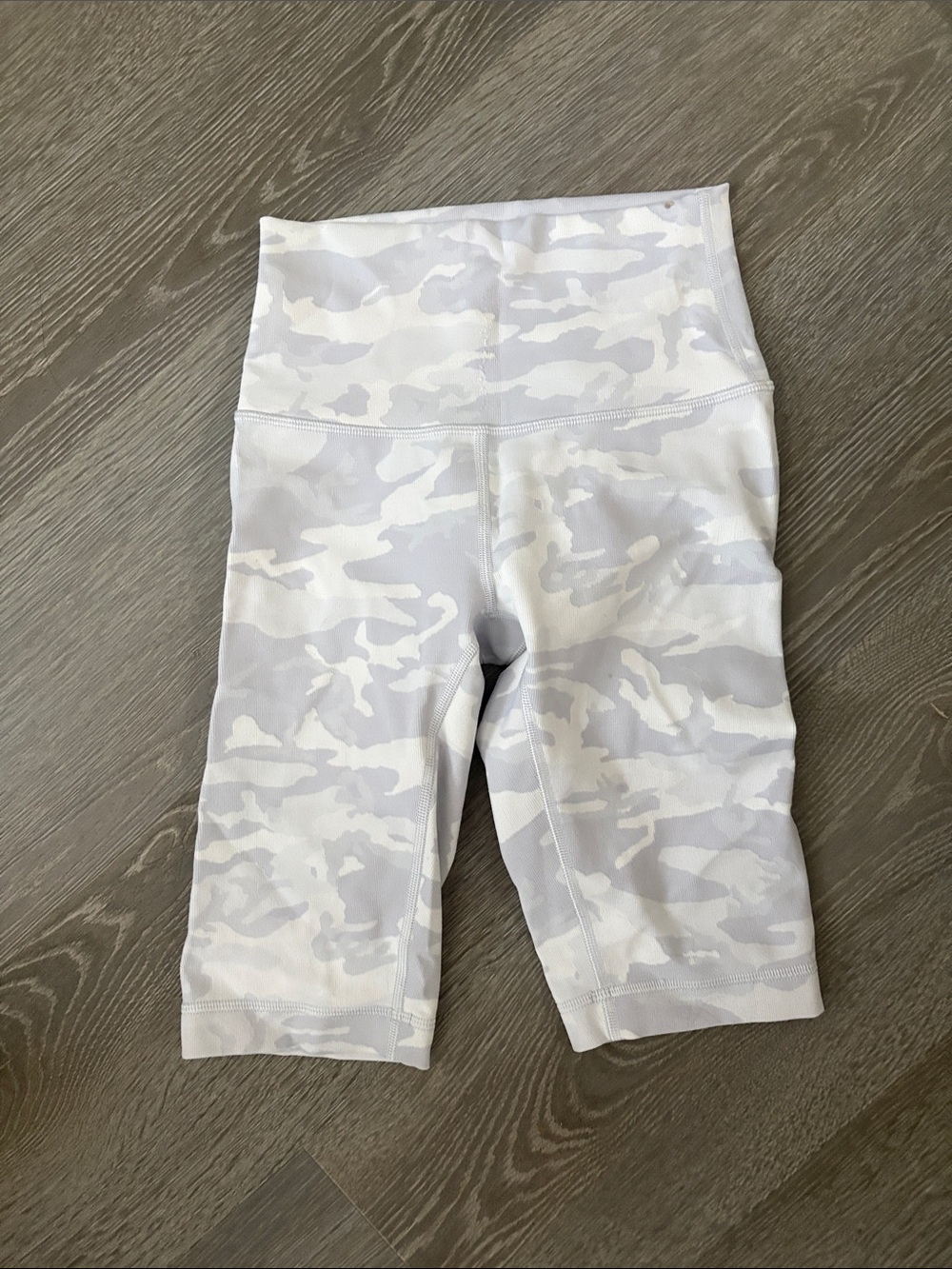 lululemon athletica White & Light Gray Camo High-Waist Bike Shorts